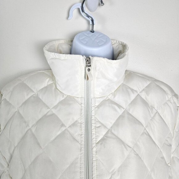 Kenneth Cole Womens Off White Med Quilted Jacket High Collar & Front Pockets - Picture 3 of 10